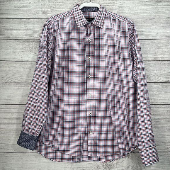 Bugatchi‎ Sz L Multicolor Shaped Fit Flip Cuff - Picture 2 of 7